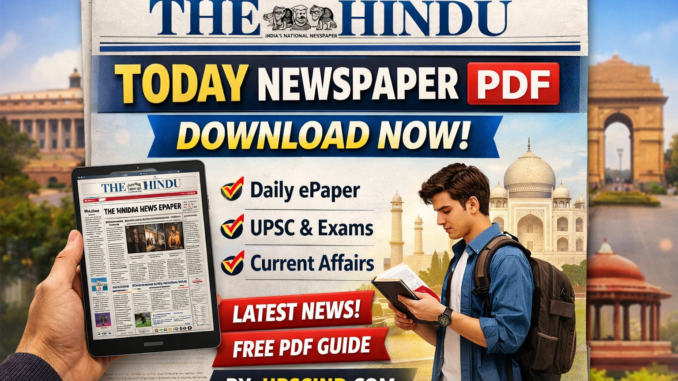 The Hindu Today Newspaper PDF